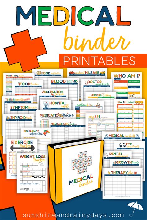 medical binder printables sunshine  rainy days