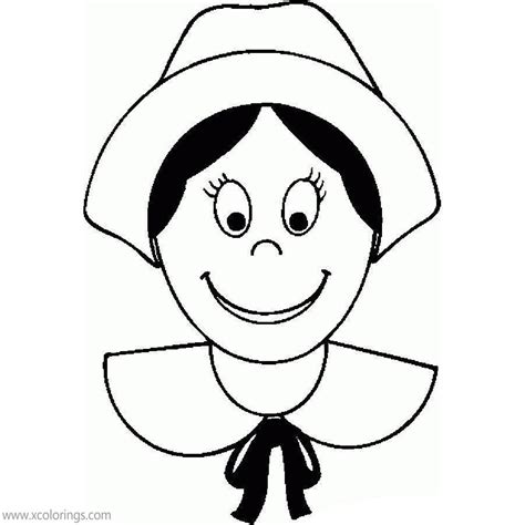pilgrim girl wearing hat coloring pages xcoloringscom