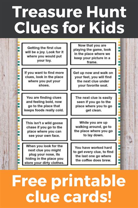 printable treasure hunt riddles clues  games images   finder