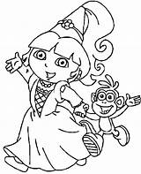 Dora Coloring Pages Princess Printable Colouring Nickelodeon Halloween Nick Explorer Drawing Jr Simple Barbie Color Sheets Kids Learn Things Getcolorings sketch template