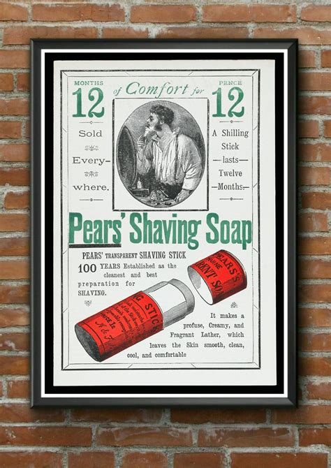pears shaving soap print advert vintage soap advertising print bathroom art decor poster