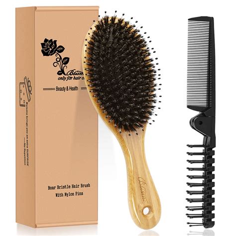 amazoncom hair brush comb set boar bristle hairbrush  curly thick long fine dry wet hair