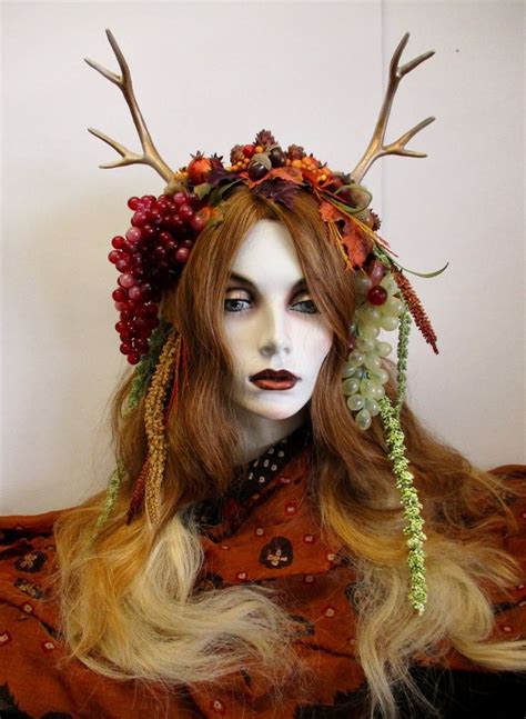 Antler Headband Pagan Horned Headpiece Autumn Leaves Faun Etsy In