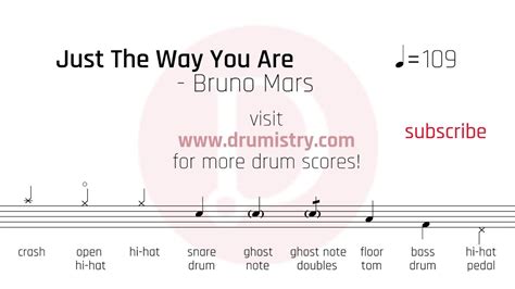bruno mars just the way you are drum score youtube