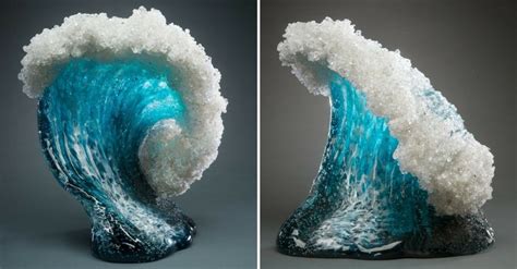 Magnificent Ocean Wave Glass Vases And Sculptures By Blaker Desomma Glass