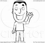 Man Waving Happy Cartoon Clipart Coloring Outlined Vector Cory Thoman Royalty sketch template