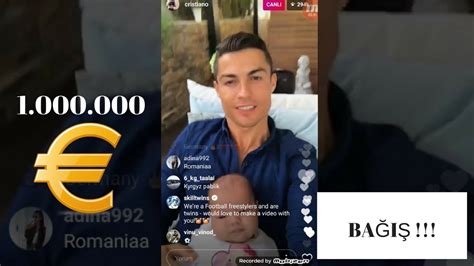 Ronaldo Canli Yayinda 1 000 000 Euro BaĞiŞ Yapti Youtube