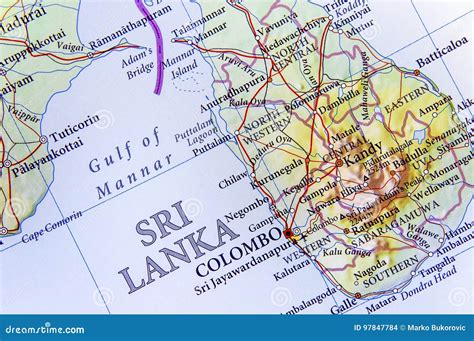 geografische kaart van sri lanka met belangrijke steden stock foto image  geografisch