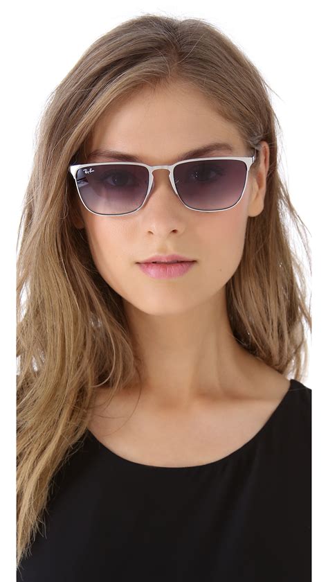 Lyst Ray Ban Highstreet Square Sunglasses In Metallic