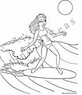 Girl Surfer Coloring sketch template