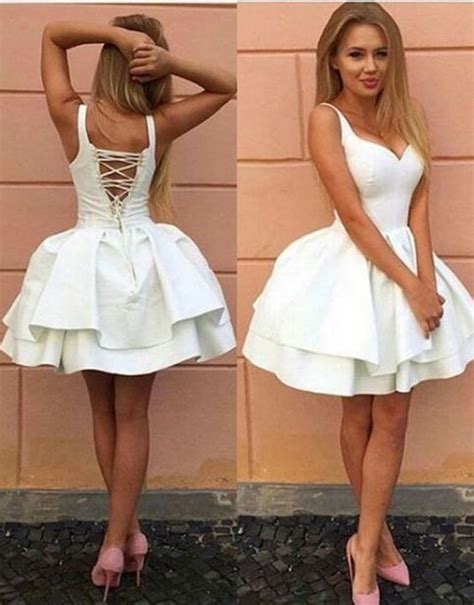 sexy above knee length white homecoming dress short sexy gowns for