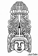 Totem Mayan Incas Mayans Coloring Aztecs Inca Aztec Inspiration Inspired Pages Adult sketch template