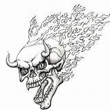 Coloring Pages Flames Flaming Skull Comments sketch template