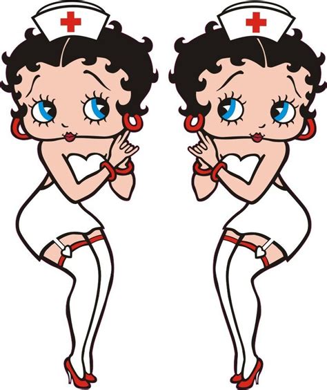 2x Betty Boop Nurse Stickers 100mm High Any Use Betty Boo