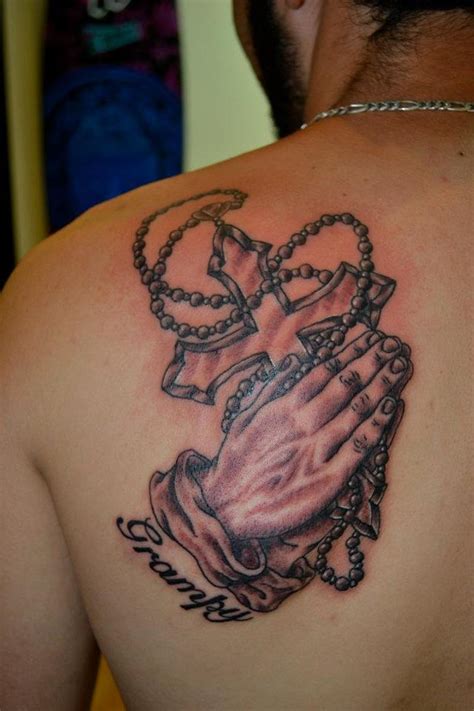 Croos With Praying Hands And Rosary Tattoo Tattoos Book 65 000