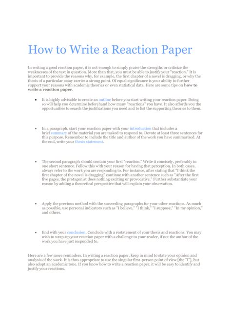 write  reaction paper