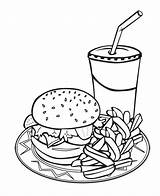 Food Pages Coloring Junk Colouring Craft Sheets Hamburgers sketch template