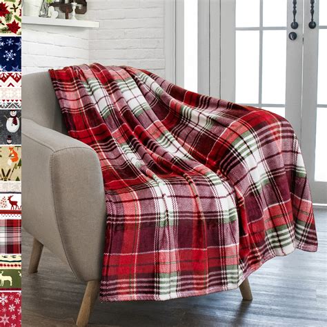 pavilia christmas throw blanket holiday christmas red fleece blanket soft plush warm