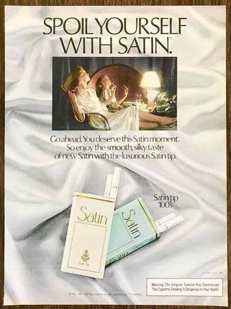 1983 Satin Cigarettes Print Ad Spoil Yourself Sexually Suggestive