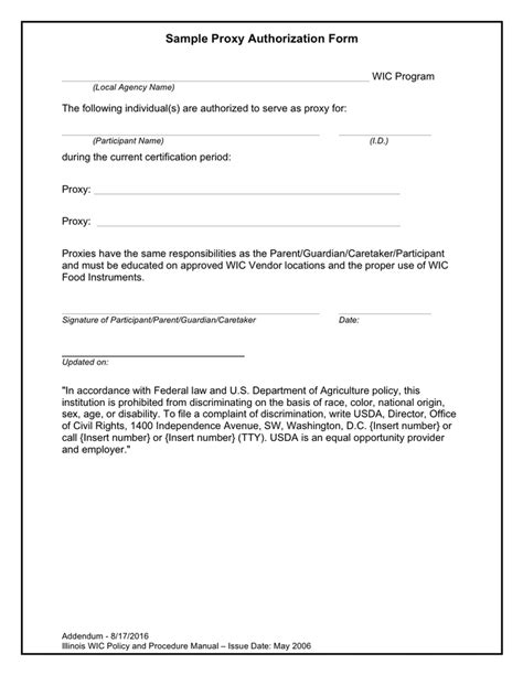 sample proxy authorization form  word   formats