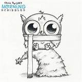 Morning Scribbles Drawings Drawing Christmas Ryniak Chris Coloring Pages Cute Doodle Monster Owl Animal Crazy Patreon Scribble Owls Wallpapers Monsters sketch template