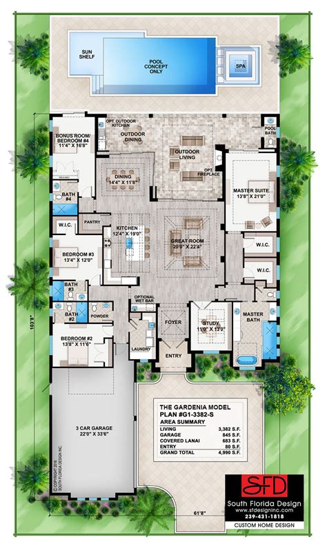 narrow lot house plan features great room island kitchen home office  sp