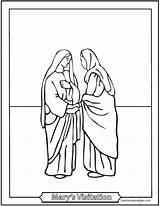 Visitation Elizabeth Mary Coloring Pages Rosary Mysteries Mother Simple Visits Catholic Virgin Joyful St Lady Saint Mystery Saints Easy Second sketch template