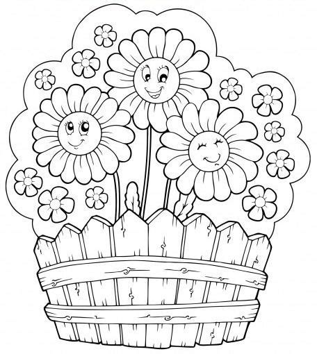 happy garden flowers small card  color summer coloring pages
