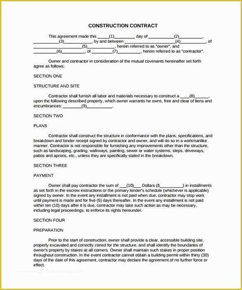 remodeling contract template  word  home improvement