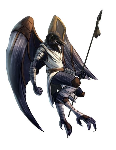 aarakocra raven variant  jeff vehrs fantasy art dungeons  dragons fantasy characters