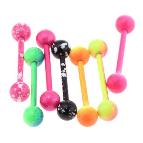 7 Pieces Fancy Color Plated Stainless Steel Navel Ring Lip Tongue Belly