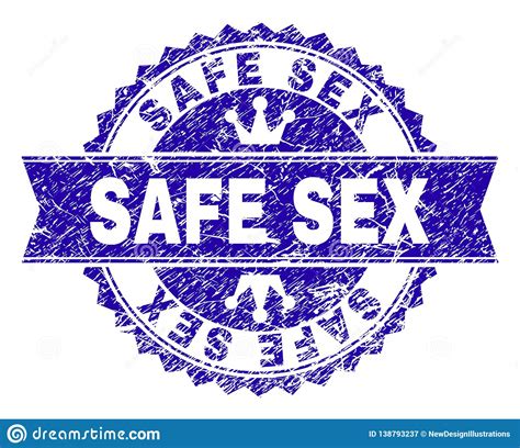 Grunge Textured Safe Sex Stamp Seal With Ribbon Stock Vector