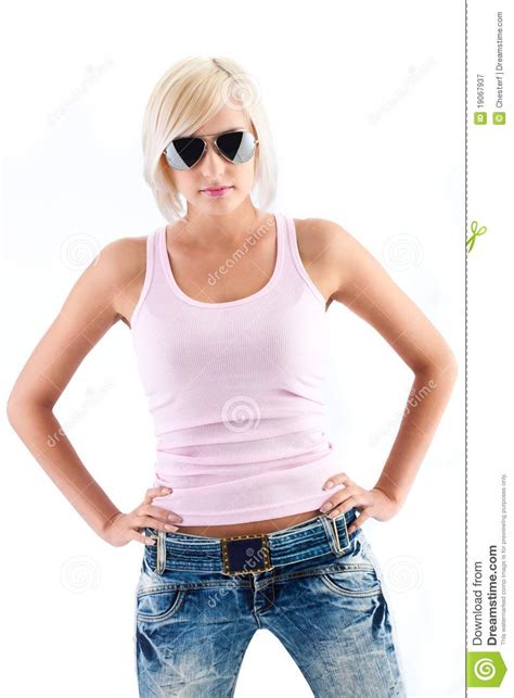 blonde woman wearing sunglasses stock image image of caucasian