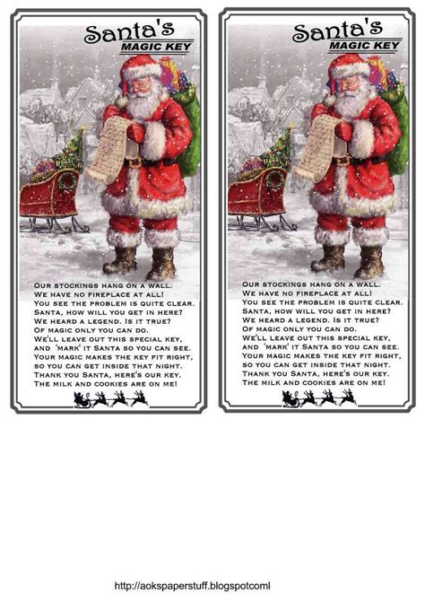 printable santas magic key poem printable  calendar printable