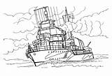 Destroyer Coloring Pages Battleship Intelligent Military Battleships Ships Template sketch template