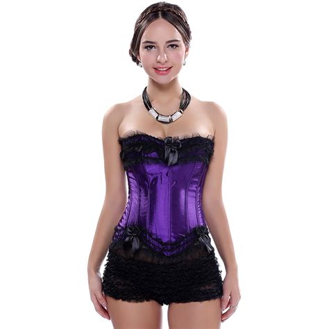 purple corselet overbust corset bustier top sexy gothic clothing