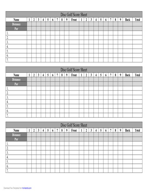 disc golf score sheet