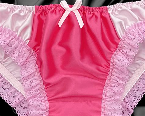 pink satin frilly sissy full panties bikini knicker underwear briefs
