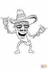 Coloring Maracas Chilli Hot Pages Sombrero Mexican Pepper Drawing Mexico Printable Fiesta Man Getdrawings Mayo Cinco sketch template