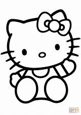 Kitty Hello Coloring Cartoon Pages Sitting Print Printable Color Getcolorings sketch template