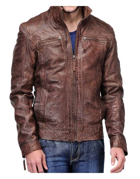 coffee brown mens distressed leather jacket ujackets