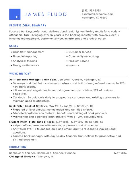 banking resume examples