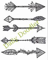 Arrow Coloring Arrows Adult Zentangle Drawing Doodle Tattoo Instant Five Aztec sketch template