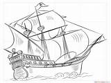 Ship Pirate Drawing Draw Galleon Simple Drawings Step Pirates Clipart Base sketch template