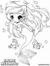 Coloring Pages Mermaid Anime Print sketch template