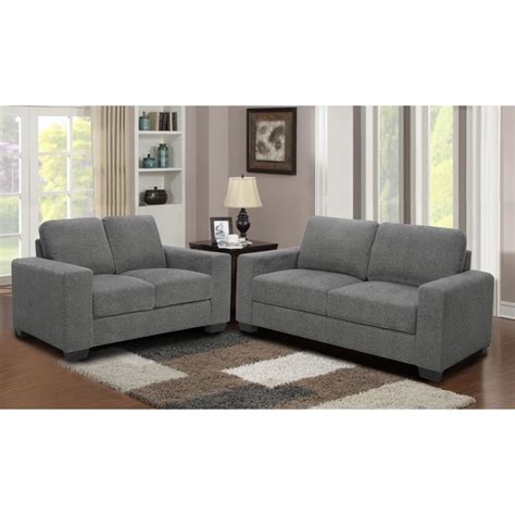 shop pc grey microfiber sofa  loveseat living room set  shipping today overstock