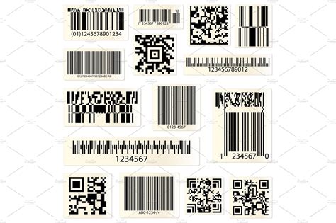qr codes  barcodes  numbers technology illustrations creative market