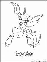 Scyther Coloring Pages Pokemon Printable Getcolorings Color Sketch Template Fun sketch template