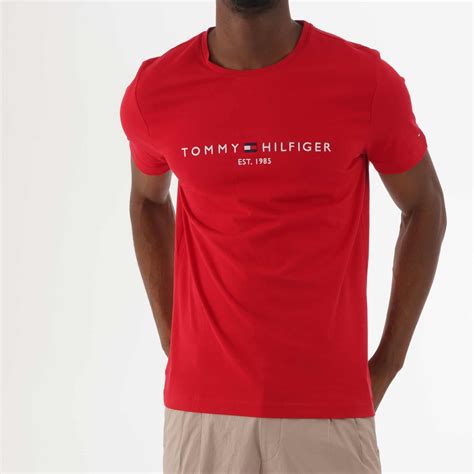 tommy hilfiger logo t shirt haute red mw0mw11465