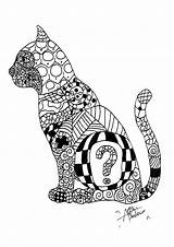 Coloring Zentangle Pages Cat Adults Kids Adult Color Print Printable Animal Detailed Discover Style Kittens Butterflies Pumpkin Pattern Children Rachel sketch template